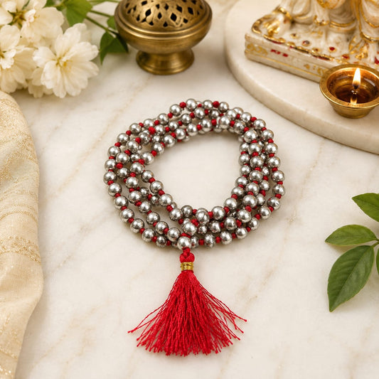 Parad Mala - 100% Genuine Mercury Rosary, Lab Certified, offered by Timeshopee. A powerful spiritual accessory for meditation and healing, made from authentic mercury beads