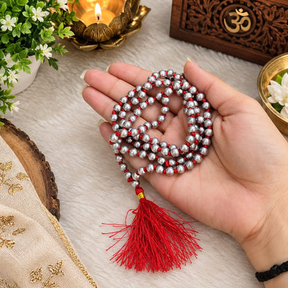 Parad Mala - 100% Genuine Mercury Rosary, Lab Certified, offered by Timeshopee. A powerful spiritual accessory for meditation and healing, made from authentic mercury beads