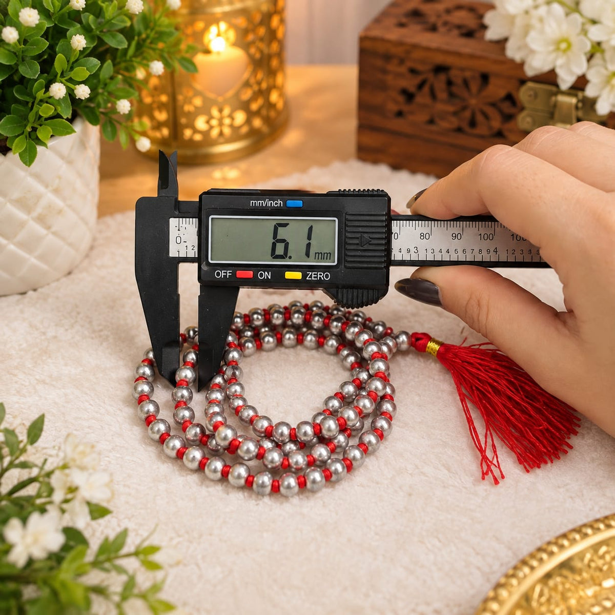 Parad Mala - 100% Genuine Mercury Rosary, Lab Certified, offered by Timeshopee. A powerful spiritual accessory for meditation and healing, made from authentic mercury beads