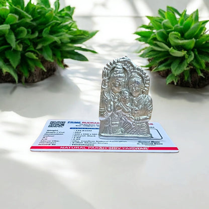 Parad Shiv Pariwar - 100% Genuine Mercury Family of Lord Shiva, Lab Certified, from Timeshopee. A sacred set of Lord Shiva, Goddess Parvati, and Lord Ganesha crafted from pure mercury, symbolizing divine family blessings and protection.