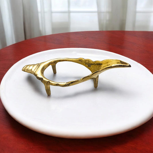 Pure Brass Shankh Stand for Conch Shell, available in different sizes, from Timeshopee.