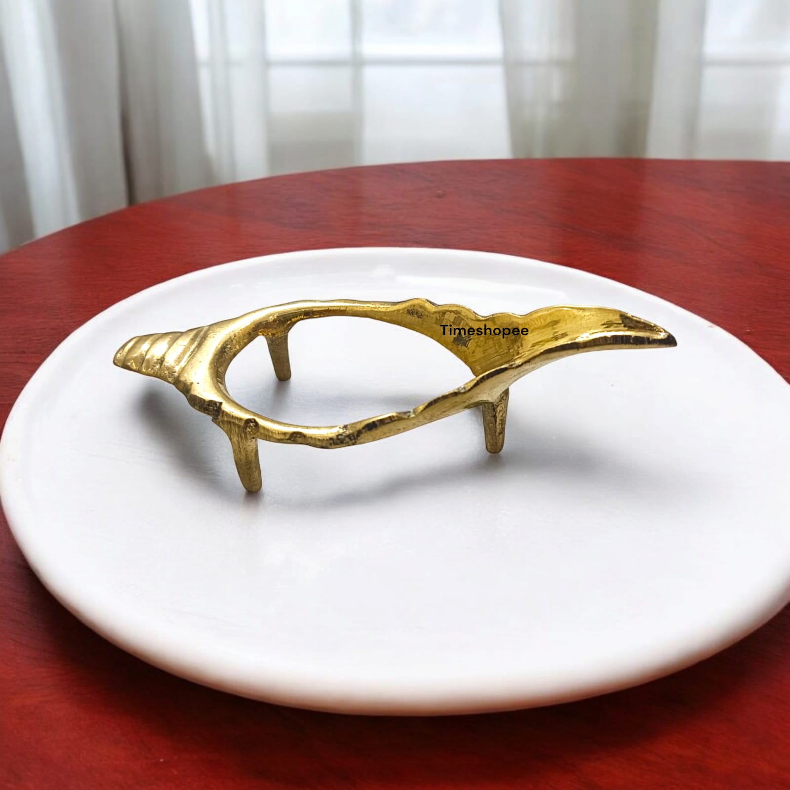 Pure Brass Shankh Stand for Conch Shell, available in different sizes, from Timeshopee.