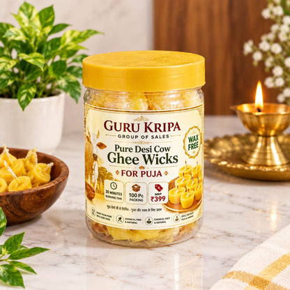 Pure Cow Ghee Diya Batti 100 Ready to Use Ghee Wicks for Daily Puja