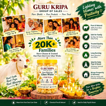 Pure Cow Ghee Diya Batti 100 Ready to Use Ghee Wicks for Daily Puja