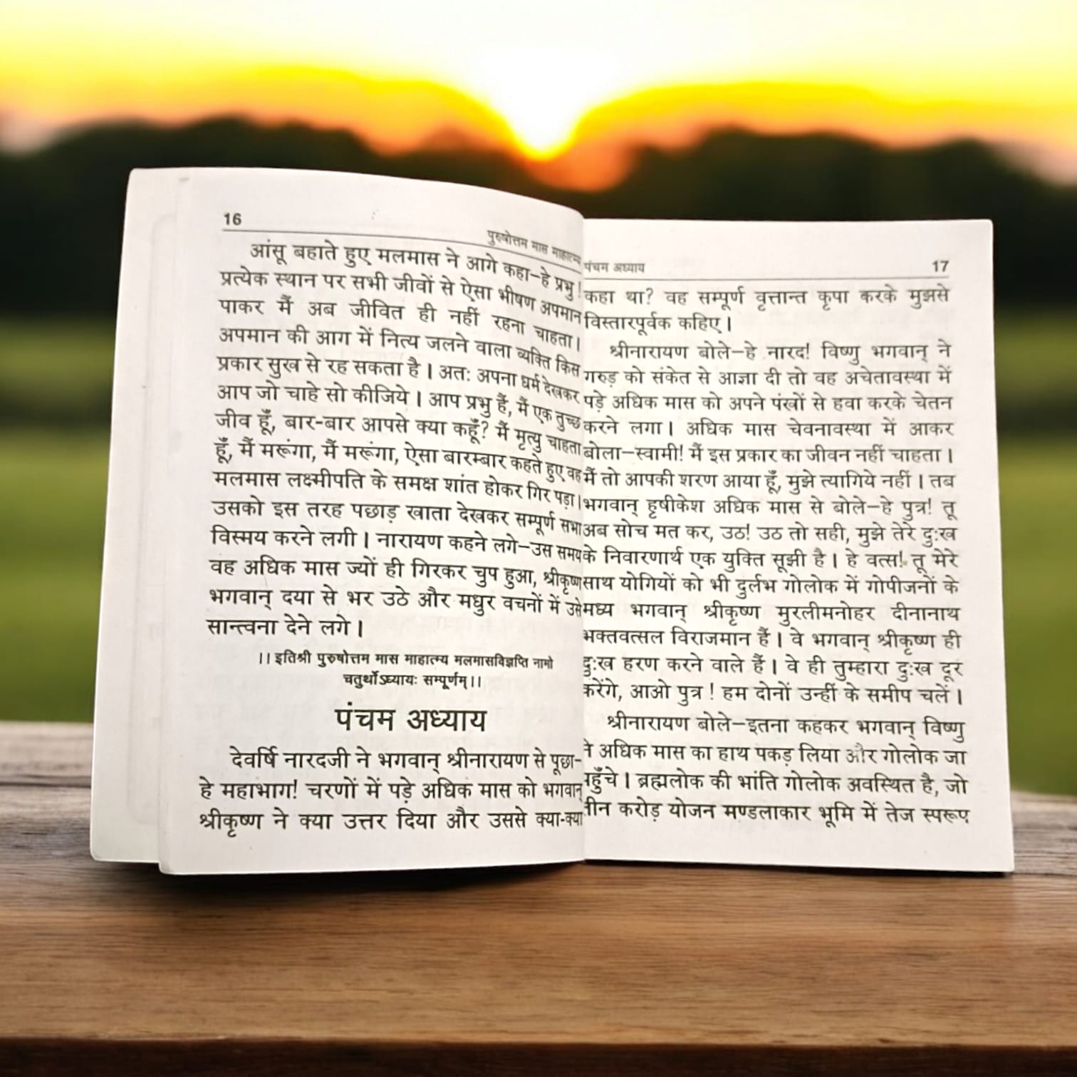 Purushottam Mahatmya Hindi Book with teachings and devotional practices about Lord Vishnu.