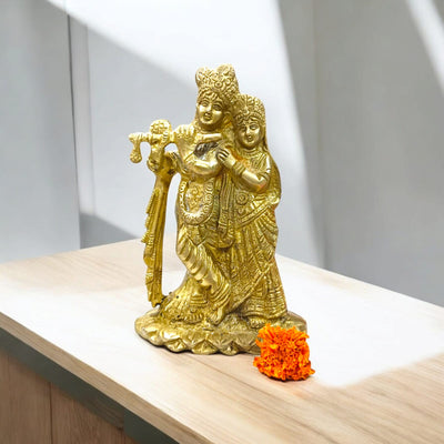 Radha Krishna Brass Idol – Divine Spiritual Murti for Home & Puja – Timeshopee