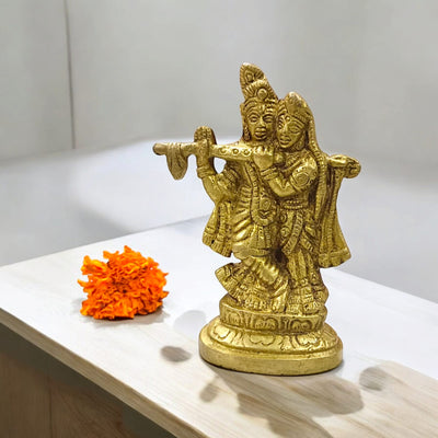 Radha Krishna Brass Idol | Divine Murti for Home Puja & Spiritual Decor – Timeshopee