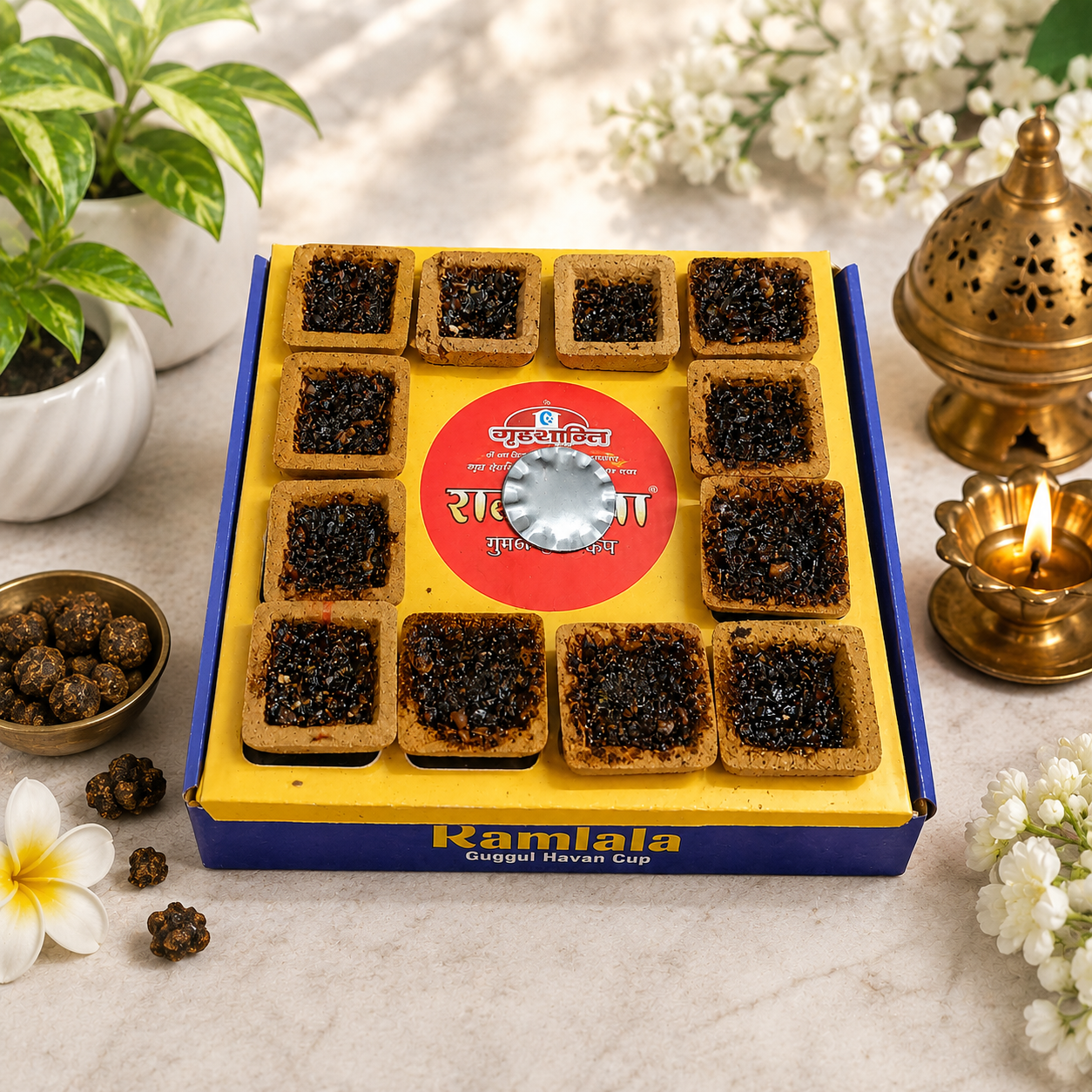 Ramlala Natural Guggul Havan Cups for Daily Pooja Temple Meditation Air Purifying Dhoop Cups