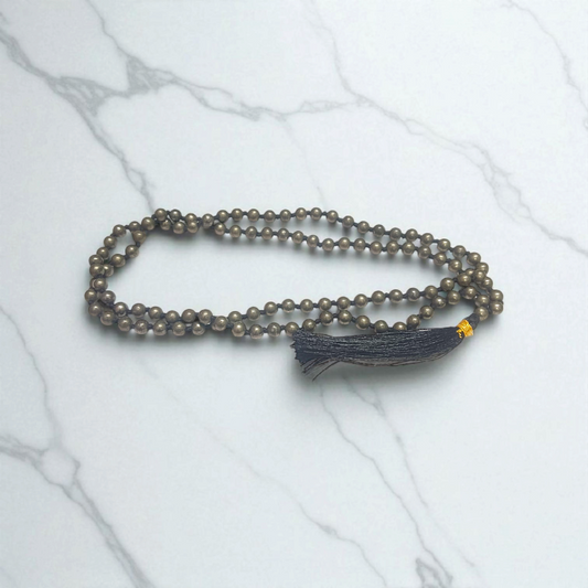 Raw Pyrite Mala 5-6MM – Natural Pyrite Beads for Abundance & Protection | Lab Certified - Timeshopee
