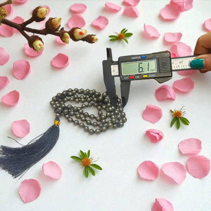 Raw Pyrite Mala 5-6MM – Natural Pyrite Beads for Abundance & Protection | Lab Certified - Timeshopee