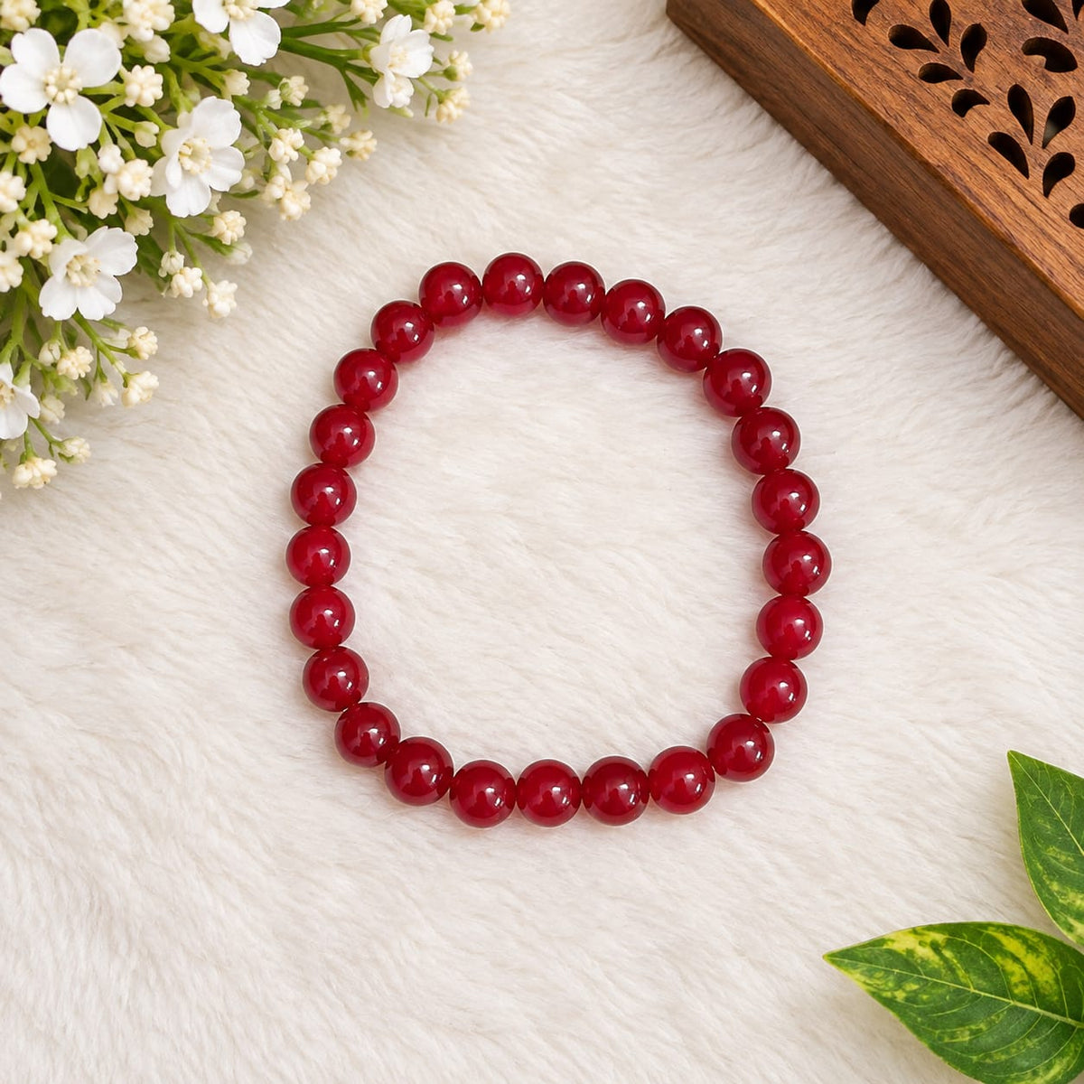 Red Agate Mala and Bracelet Combo Lab Certified for Meditation Healing Daily Wear