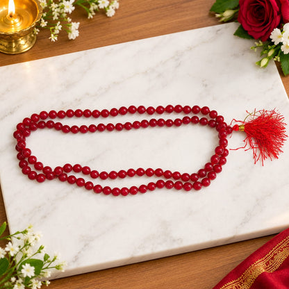 Red Agate Mala and Bracelet Combo Lab Certified for Meditation Healing Daily Wear