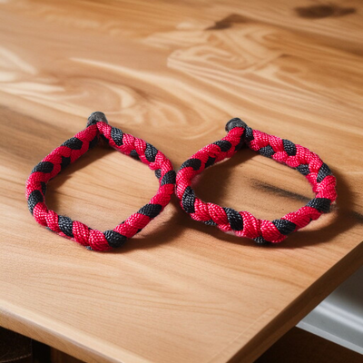 Handmade Thread Bracelet Set | Red & Black Spiritual Kalawa Dhaga – Meditation & Pooja