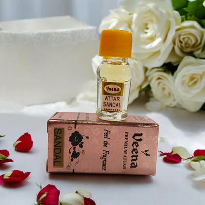 Sandal Attar 2ML bottle by Veena, natural chandan itra for worship by Timeshopee