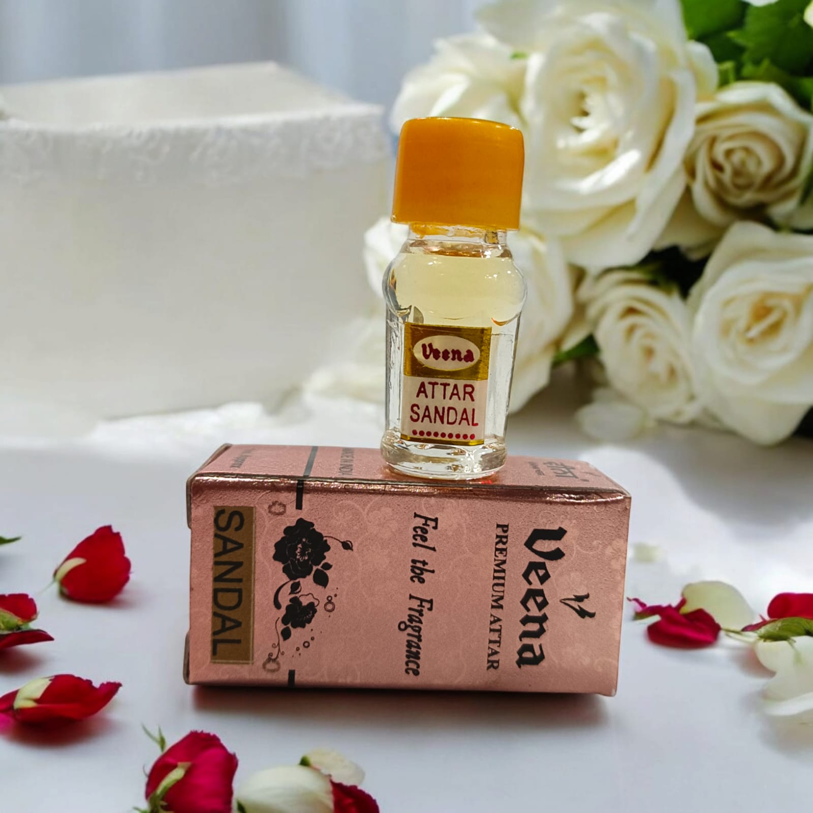Sandal Attar 2ML bottle by Veena, natural chandan itra for worship by Timeshopee