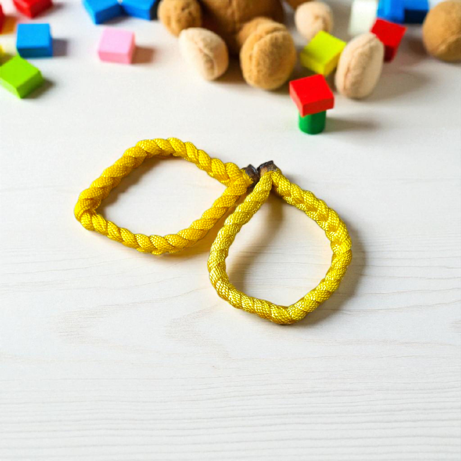 Set of 2 Handmade Yellow Raksha Sutra Bracelets – adjustable sacred threads for pooja and protection