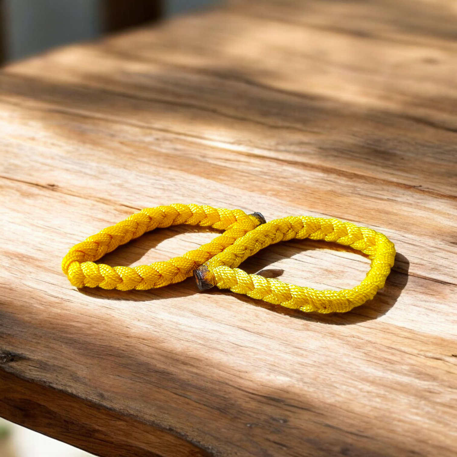 Set of 2 Handmade Yellow Raksha Sutra Bracelets – adjustable sacred threads for pooja and protection