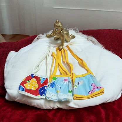 Set of 3 multi-color jhabla summer dresses for Laddu Gopal 0-1 No., comfortable night dress for Bal Gopal idols.
