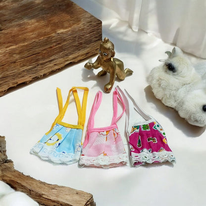 Set of 3 multi-color jhabla summer dresses for Laddu Gopal 0-1 No., comfortable night dress for Bal Gopal idols.