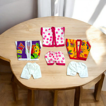 Set of 3 soft cotton night suits for Laddu Gopal, featuring Western designer patterns, perfect for Bal Gopal sizes 0-2.