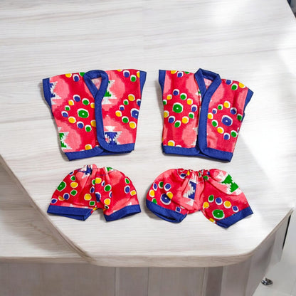 Set of 3 soft cotton night suits for Laddu Gopal, featuring Western designer patterns, perfect for Bal Gopal sizes 0-2.