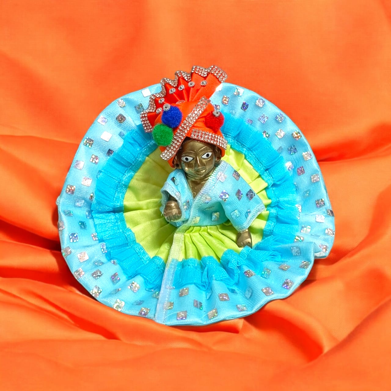 Set of 5 and Set of 6 multicolor pagdis for Laddu Gopal Size 6 No., perfect for traditional and festive wear.