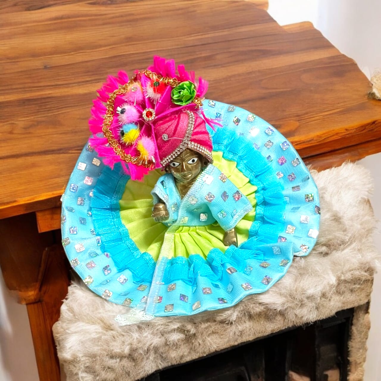 Set of 5 multi-color pagdis for Laddu Gopal Size 6 No., perfect for a traditional and vibrant look in daily worship and festive decor.
