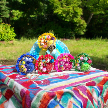 Set of 5 multi-color pagdis for Laddu Gopal Size 6 No., perfect for a traditional and vibrant look in daily worship and festive decor.