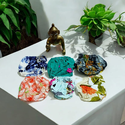Set of 6 multi-color nickers for Laddu Gopal 5-6 No., comfortable night dress chaddi for Bal Gopal idols.