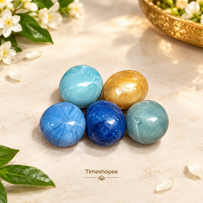 Set of 8 colorful round shiny glass pebble stones, ideal for decoration in plant pots, aquariums, vases, and home gardens