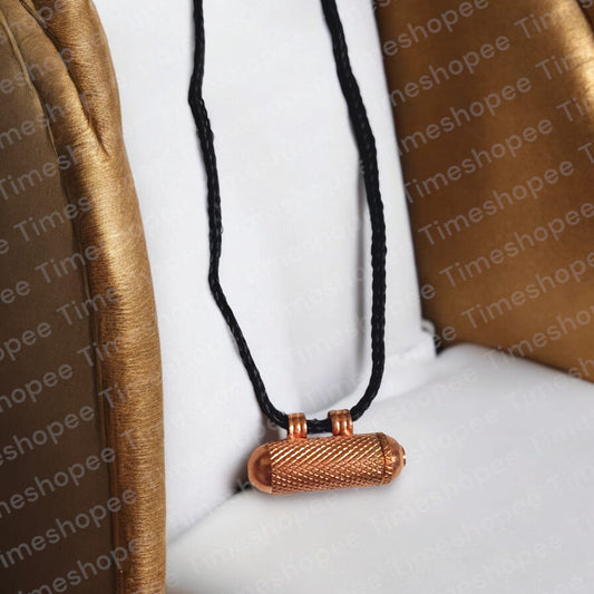 Set of five Pure Copper Metal Taweez amulets, each 21.3mm in diameter, with a free Bhojpatra sheet. Features a warm copper color and easily openable design.