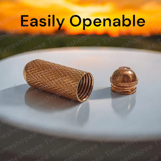 Set of five Pure Copper Metal Taweez amulets, each 21.3mm in diameter, with a free Bhojpatra sheet. Features a warm copper color and easily openable design.