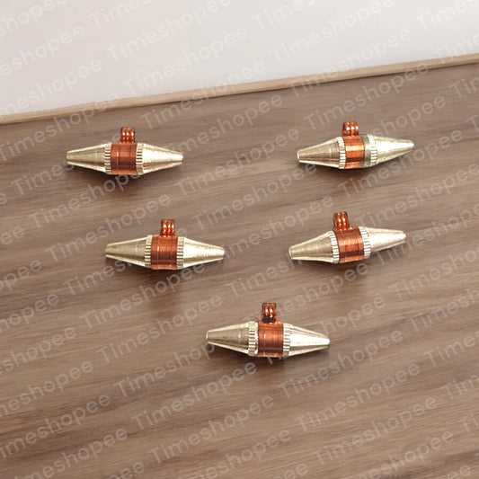 Set of five Triloh Taweez amulets made from iron, copper, and silver, with a Bhojpatra sheet, highlighting their multi-metal design and spiritual significance.