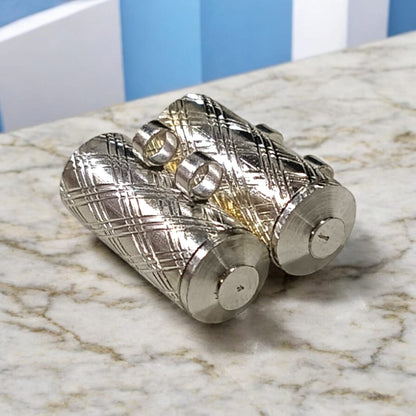 Set of five large silver metal taweez amulets, each approximately 23.3mm, with a free Bhojpatra sheet, showcasing their elegant design and spiritual significance.