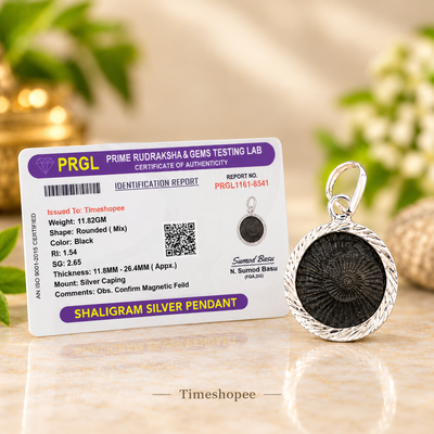 Shaligram Silver Pendant | Lab Certified Shaligram Locket – Timeshopee