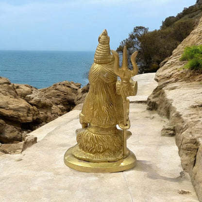 Shiv Ji Brass Idol in blessing pose, ideal for home and office temples, crafted by Timeshopee