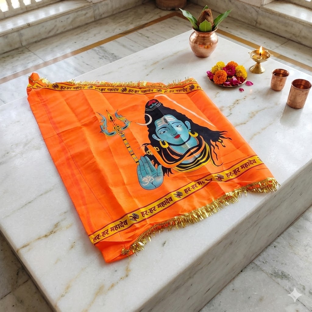 Shiv Ji Flag Saffron Bholenath Jhanda Om Namah Shivaay Religious Flag 40x60 Inches for Temple Home Outdoor Decoration