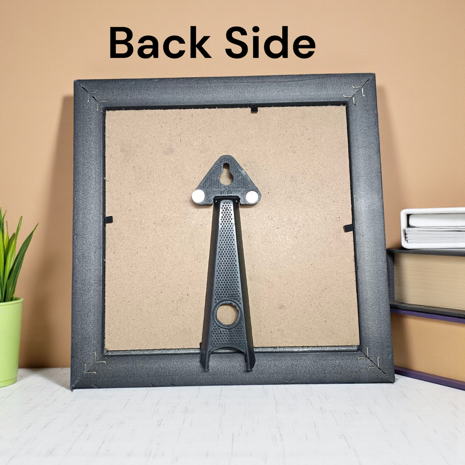 Shree Yantra on Raw Pyrite Wall Frame – 7x7 Inch Wooden Vastu Photo Frame for Home, Office, and Pooja Room Decor