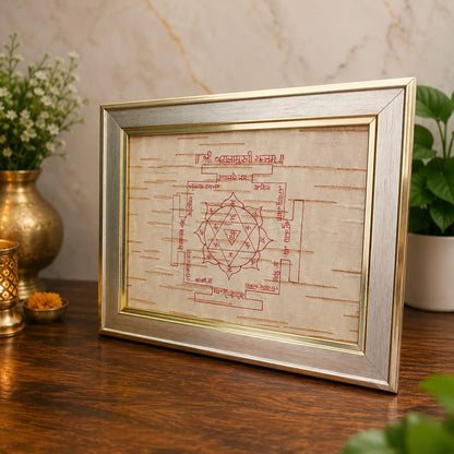 Shri Baglamukhi Yantra 19x24CM Bhojpatra Wooden Frame for Protection