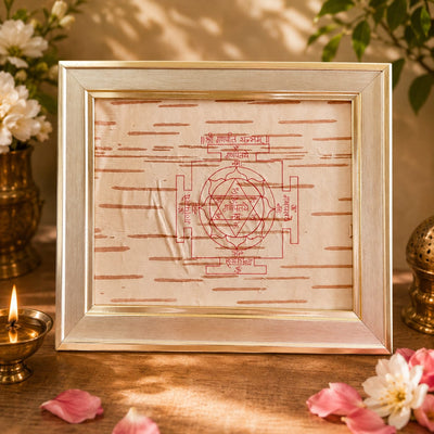 Shri Ganpati Yantra 19x24CM Bhojpatra Wooden Frame for Success & Blessings