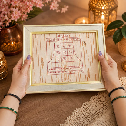 Shri Rahu Yantra 19x24CM Bhojpatra framed yantra for protection, positivity, Rahu remedies and spiritual balance