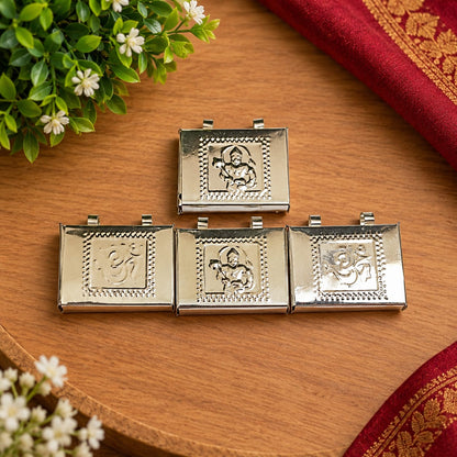 Silver Hanuman Ji and Om Taweez Pendant Set of 6 for Daily Wear and Spiritual Devotion
