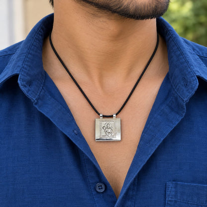 Silver Hanuman Ji and Om Taweez Pendant Set of 6 for Daily Wear and Spiritual Devotion