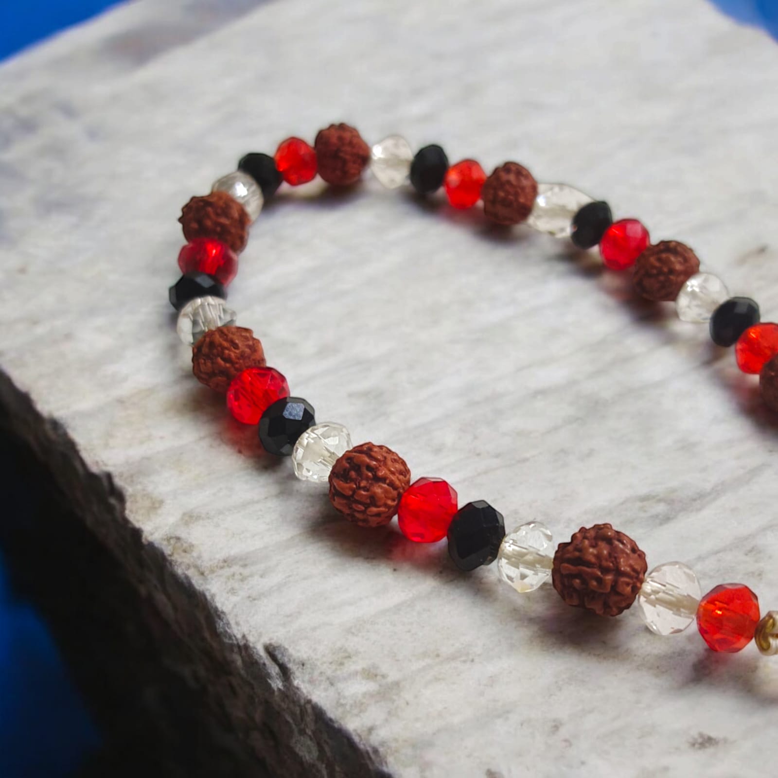 Nazar Battu Bracelet with Red, White, and Black Mixed Crystals for Unisex Wear