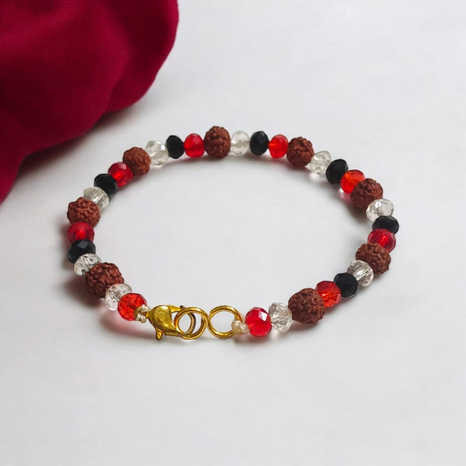 Nazar Battu Bracelet with Red, White, and Black Mixed Crystals for Unisex Wear