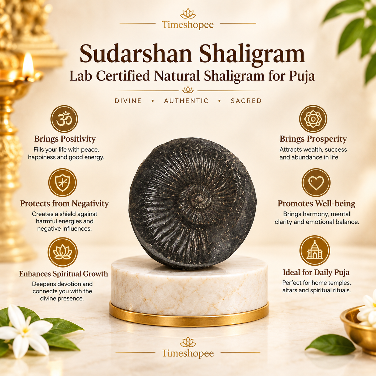 Sudarshan Shaligram Lab Certified Natural Shaligram | Timeshopee