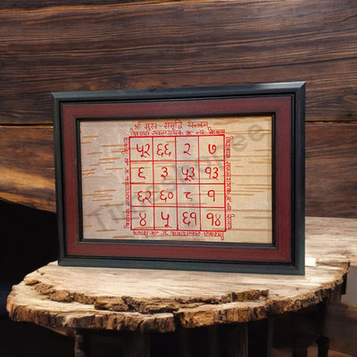 Sukh Samridhi Yantra on Bhojpatra | Handmade with Frame | Timeshopee