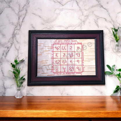 Sukh Samridhi Yantra on Bhojpatra Handmade Yantra with Frame | Timeshopee