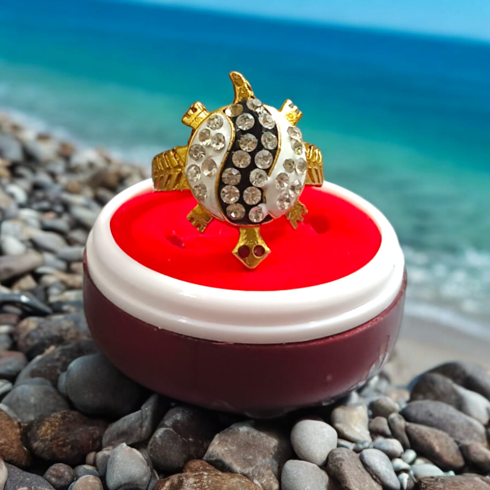 Tortoise Ring – Kachua ki Anguthi | Silver & Brown with Stylish Zircon Diamond Design | Timeshopee