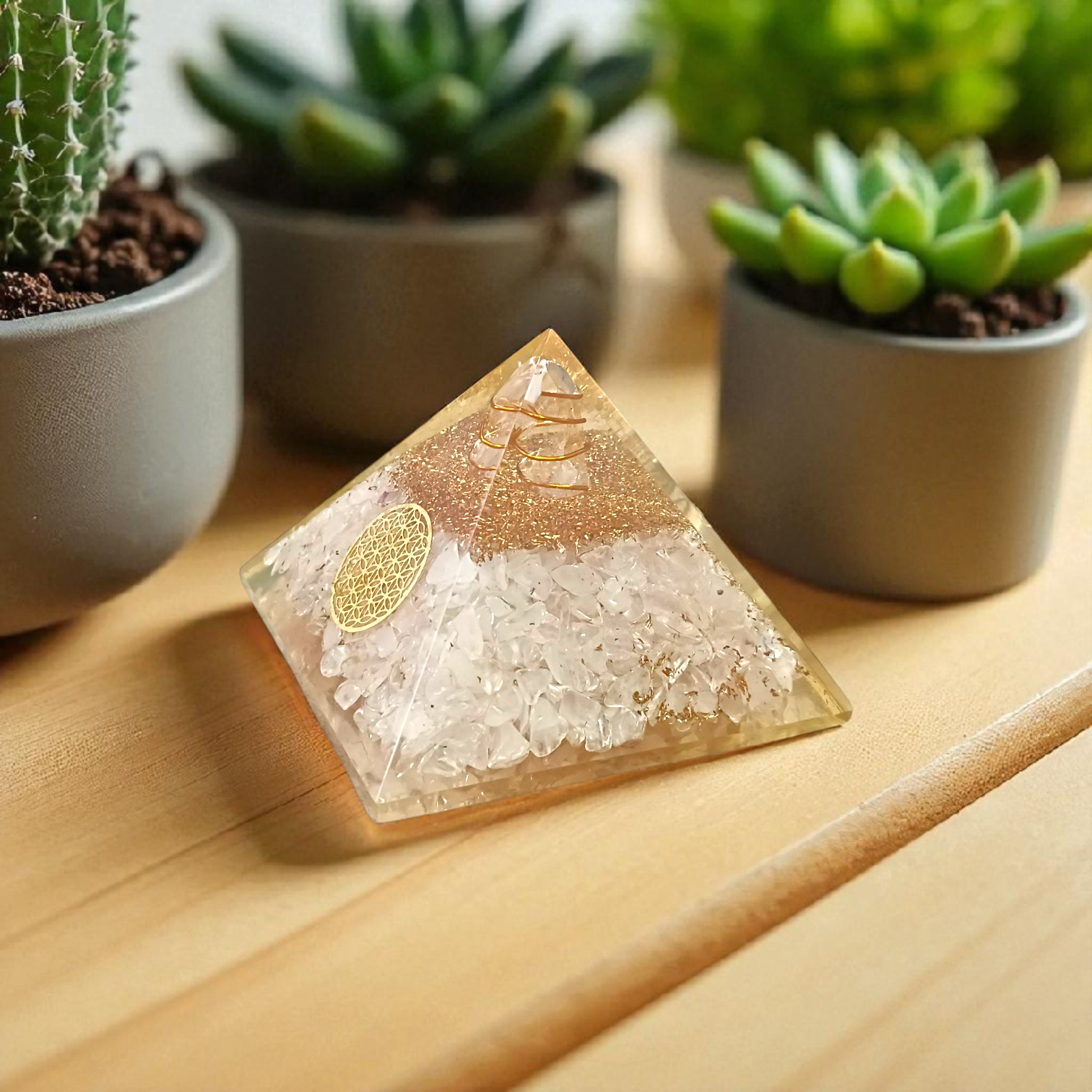White Stone Crystal Orgone Pyramid
Purity  Clarity  Divine Energy